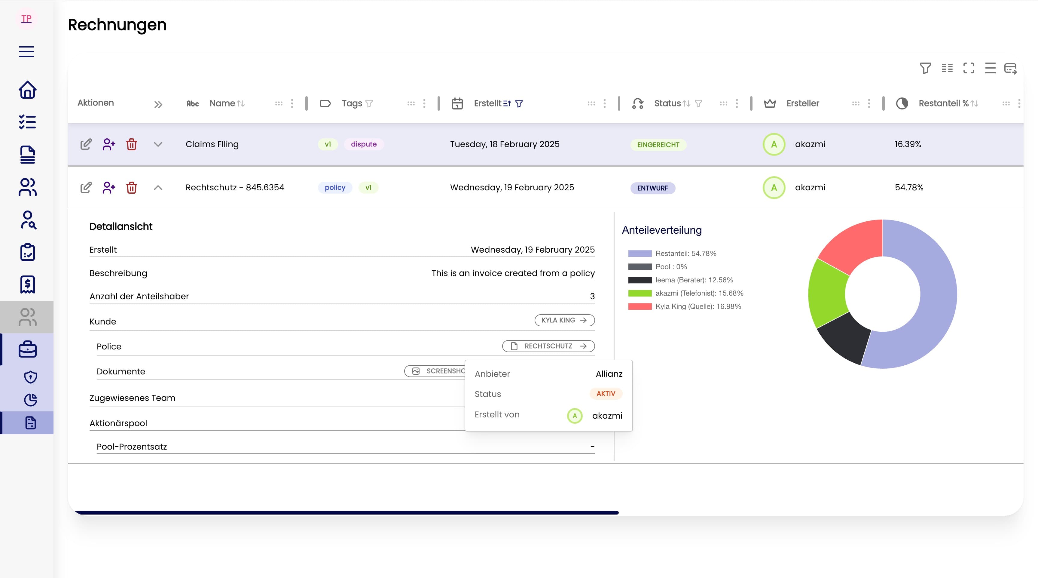 Invoice listing updated